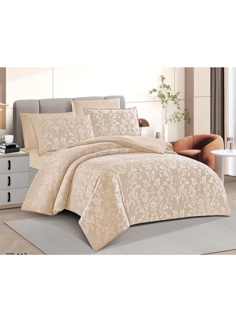 Duoduo home طقم غطاء لحاف مقصوص ثلاثي الأبعاد موديل جديد، حجم ملكي، 6 قطع مع غطاء لحاف 220*240 سم وشيت مناسب و4 أغطية وسائد - Image 2