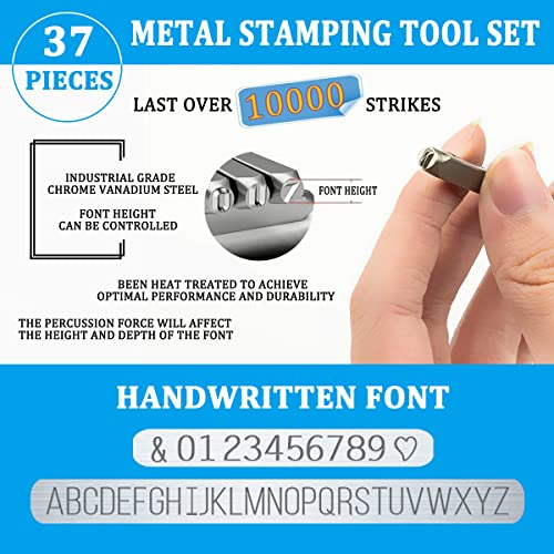 BESTNULE Metal Stamping Kit, Number and Letter Stamp Set (A-Z, 0-9 and &, Love Symbol), Industrial Grade Hardened Carbon Steel, Perfect for Imprinting Metal, Wood, Plastic, Leather (1/8", 3MM) - Image 3