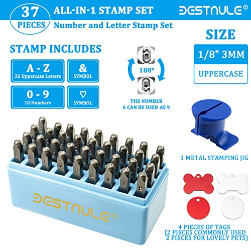 BESTNULE Metal Stamping Kit, Number and Letter Stamp Set (A-Z, 0-9 and &, Love Symbol), Industrial Grade Hardened Carbon Steel, Perfect for Imprinting Metal, Wood, Plastic, Leather (1/8", 3MM) - Image 2