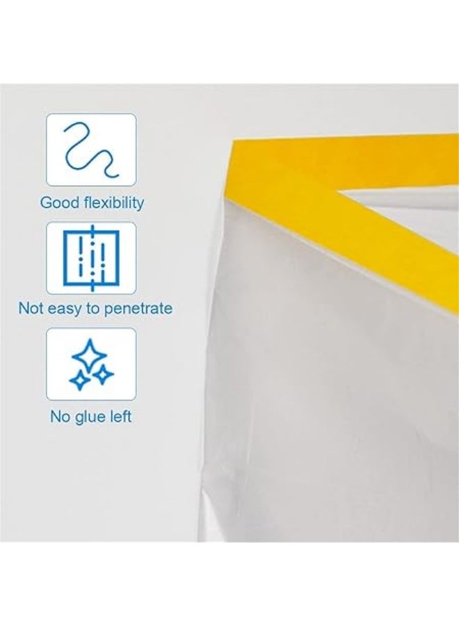 erorex Pre-Taped Masking Film, Dust Sheets Roll Plastic Masking Film Rolls, 5 Rolls Waterproof Protective Masking Film, Tape and Drape Masking Film for Car, Painting, Furniture Covering (55×20cm) - Image 3