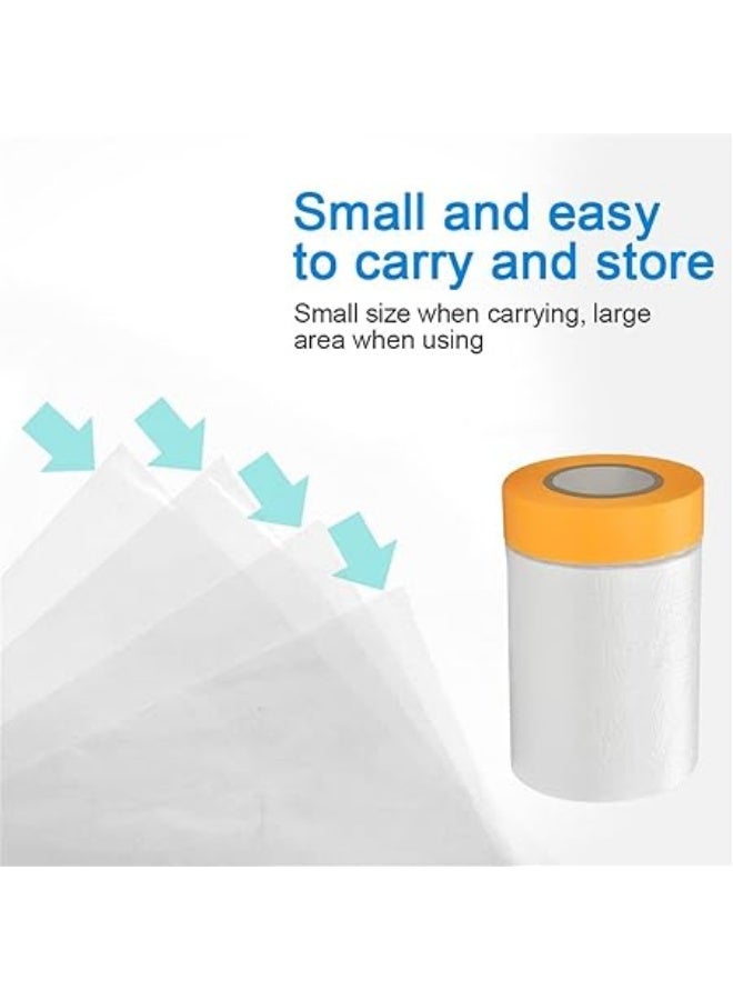 erorex Pre-Taped Masking Film, Dust Sheets Roll Plastic Masking Film Rolls, 5 Rolls Waterproof Protective Masking Film, Tape and Drape Masking Film for Car, Painting, Furniture Covering (55×20cm) - Image 4