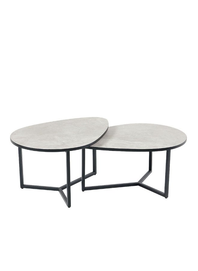 DANUBE HOME Kyona Set Of 2 Coffee Table Multifunctional Living Room Center Table Modern Design Furniture For Home L82Xw59Xh41Cm|L82Xw59Xh37Cm-Grey/Black  - Image 1