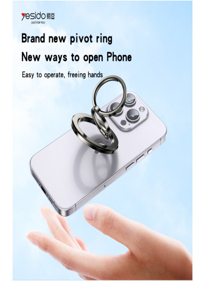 Yesido C206 Zinc Alloy 180 Degree Dlip And Fold Built-in N52 Double Ring Metal Folding Ring Phone Holder  - Image 2