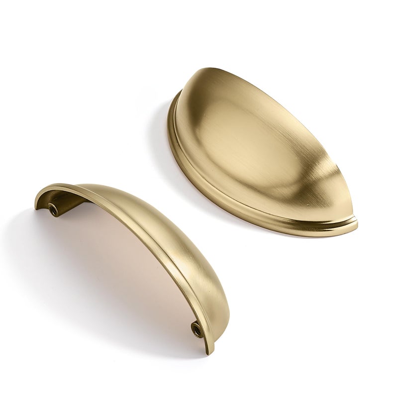 CABDM 10 Pack 312 Drawer Pulls Brushed Brass Cabinet Cup Pulls Kitchen Hardware Cabinet Handles Drawer Handles Knobs 312 inch 89mm Center to Center - Image 2