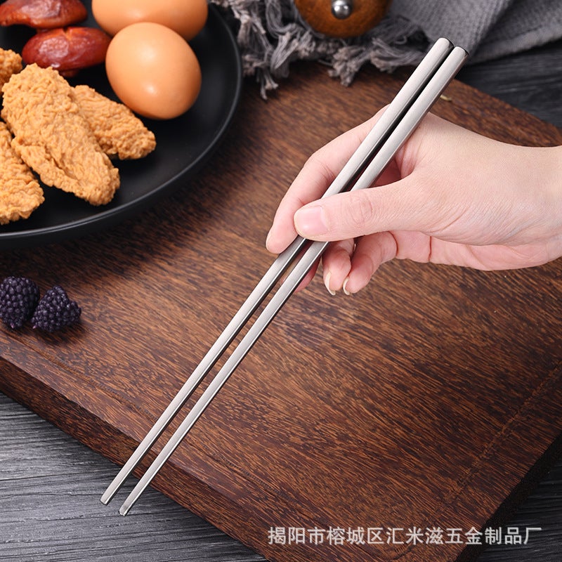 Pure Titanium Chopsticks, Pure Steel Material, Camping Titanium Tableware, Whole Square Chopsticks, Outdoor Non-Slip Chopsticks, High Temperature Resistance, Can Be Added With Logo - Image 3