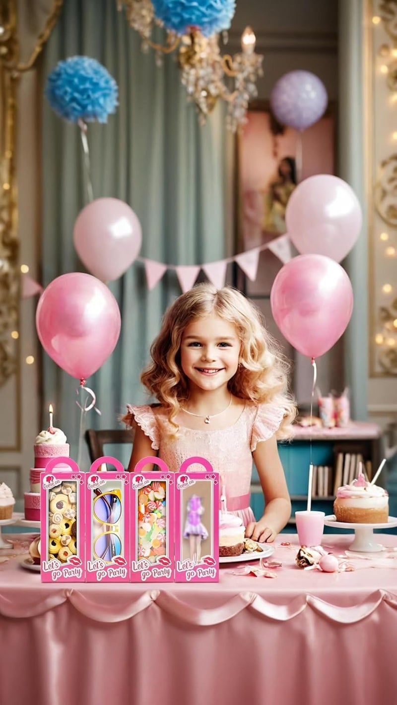 Honwor Pink Doll Boxes for Girls Birthday & Bachelorette Parties - Hot Pink Favor Boxes, Candy Bags, Decorative Goodie Bags - Pack of 12 - Image 2
