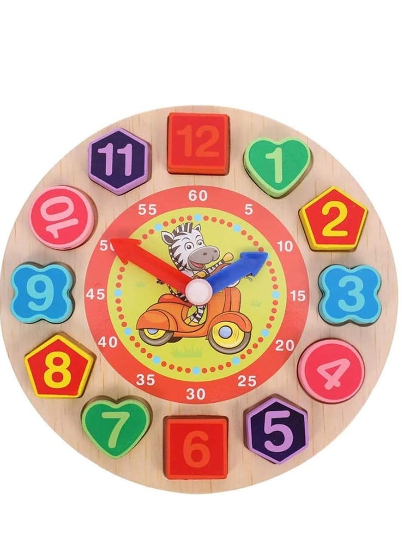 AM ANNA Wooden Teaching Time Clock Toys Shape Sorting Games Learning Number Tools Lacing Beads Education puzzle Toy  - Image 1