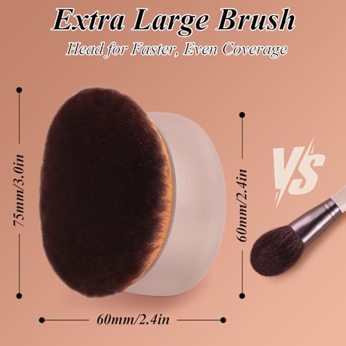 GloréBrochas 75MM Extra Large Self Tanner Kabuki Makeup Brush – Ultra Soft Dense Vegan Bristles for Body Makeup, Bronzer & Foundation–Applies Tanning Mousse, Lotion & Self Tanner–Khaki, Wet & Dry - Image 4