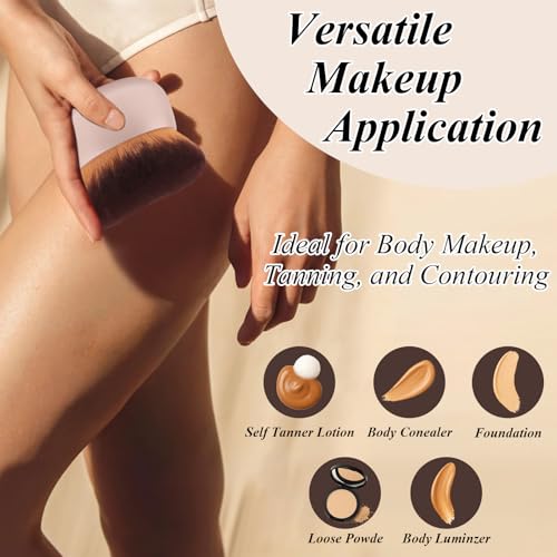 GloréBrochas 75MM Extra Large Self Tanner Kabuki Makeup Brush – Ultra Soft Dense Vegan Bristles for Body Makeup, Bronzer & Foundation–Applies Tanning Mousse, Lotion & Self Tanner–Khaki, Wet & Dry - Image 5
