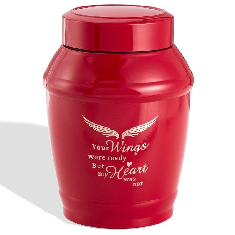 Lines Arte 5.7 Inches Medium Size Urns For Human Ashes Adult Female Male Red Cremation Angel Decorative Urns For Adult Ashes Women Men Mom Dad - Image 1