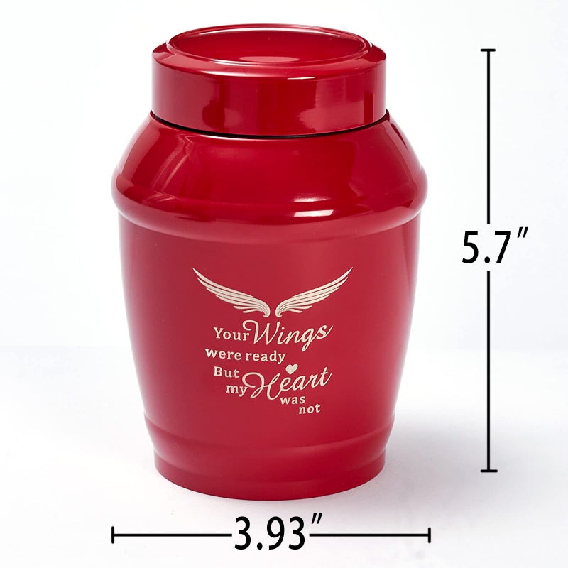 Lines Arte 5.7 Inches Medium Size Urns For Human Ashes Adult Female Male Red Cremation Angel Decorative Urns For Adult Ashes Women Men Mom Dad - Image 2