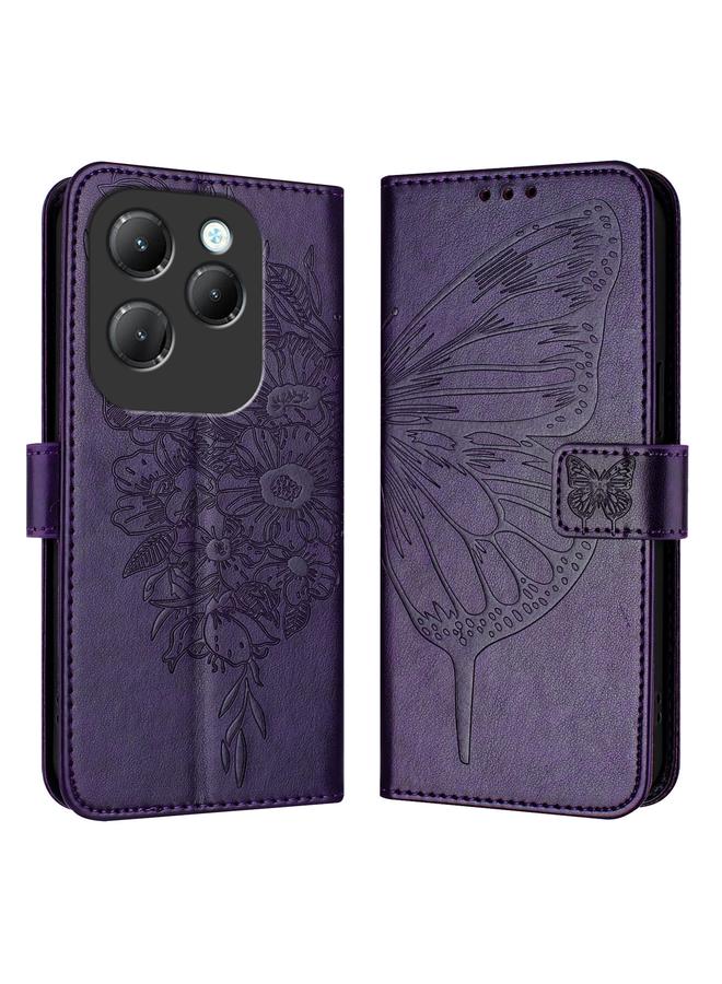 اس-توب جراب لهاتف Infinix Hot 40 / Hot 40 Pro مصنوع من الجلد المنقوش على شكل فراشة - Image 1