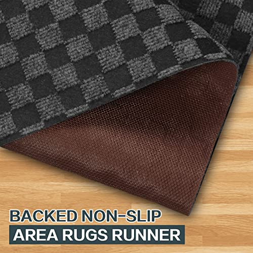 Heyroll Custom Size Hallway Runner Rug, Backed Non-Slip Waterproof Runner Rugs, Washable Outdoor Indoor Carpet Runner Rug for Floor, Entryway, Kitchen, Laundry, Balcony, Garage 2' x 6', Grid Gray - Image 3
