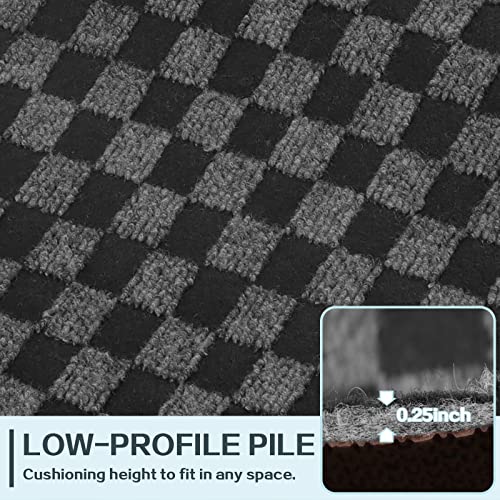 Heyroll Custom Size Hallway Runner Rug, Backed Non-Slip Waterproof Runner Rugs, Washable Outdoor Indoor Carpet Runner Rug for Floor, Entryway, Kitchen, Laundry, Balcony, Garage 2' x 6', Grid Gray - Image 2
