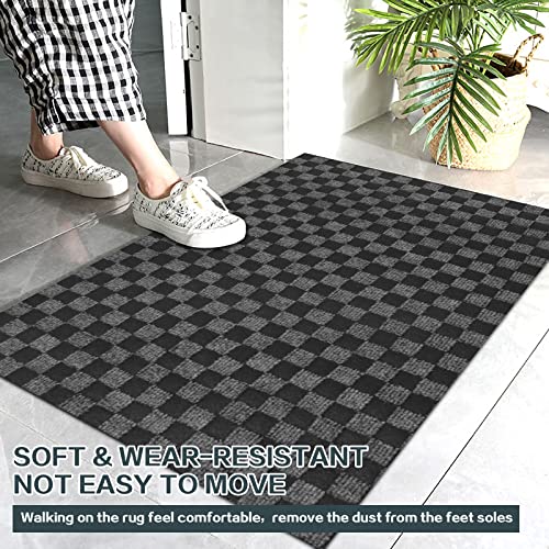 Heyroll Custom Size Hallway Runner Rug, Backed Non-Slip Waterproof Runner Rugs, Washable Outdoor Indoor Carpet Runner Rug for Floor, Entryway, Kitchen, Laundry, Balcony, Garage 2' x 6', Grid Gray - Image 4