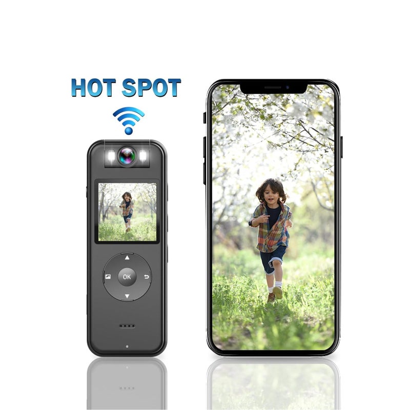 Barakah كاميرا جسم 128 جيجابايت تسجيل 4K 30FPS UHD، مسجل شاشة 1.4 بوصة رؤية ليلية إضاءة 6 ساعات حياة كاميرا قابلة للارتداء للتنقل الخارجي، المنزل، الرياضة، الأمن، سجلات السفر - Image 3