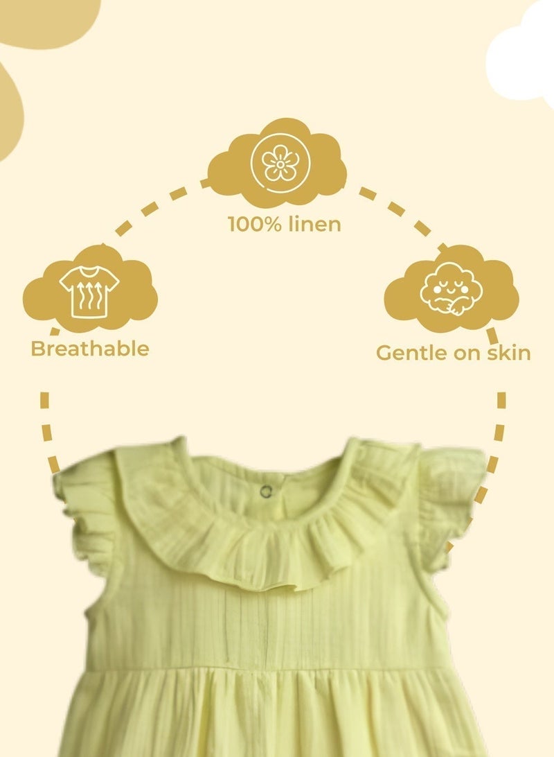 LUAY Linen Baby Frock, with Frills, Dress for Baby Girls, Cute and Trendy Summer Dress for Babies. - Image 4