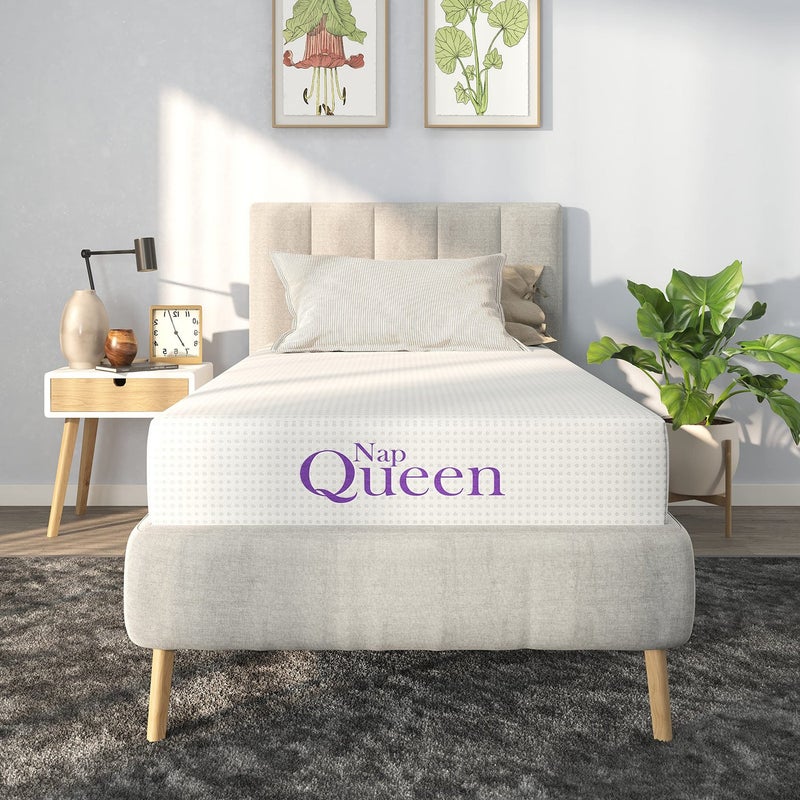 NapQueen TwinXL Mattress 12 Inch Charcoal Memory Foam Mattress TwinXL Bed Mattress in a Box CertiPURUS Certified Medium Firm Breathable Soft Fabric Cover