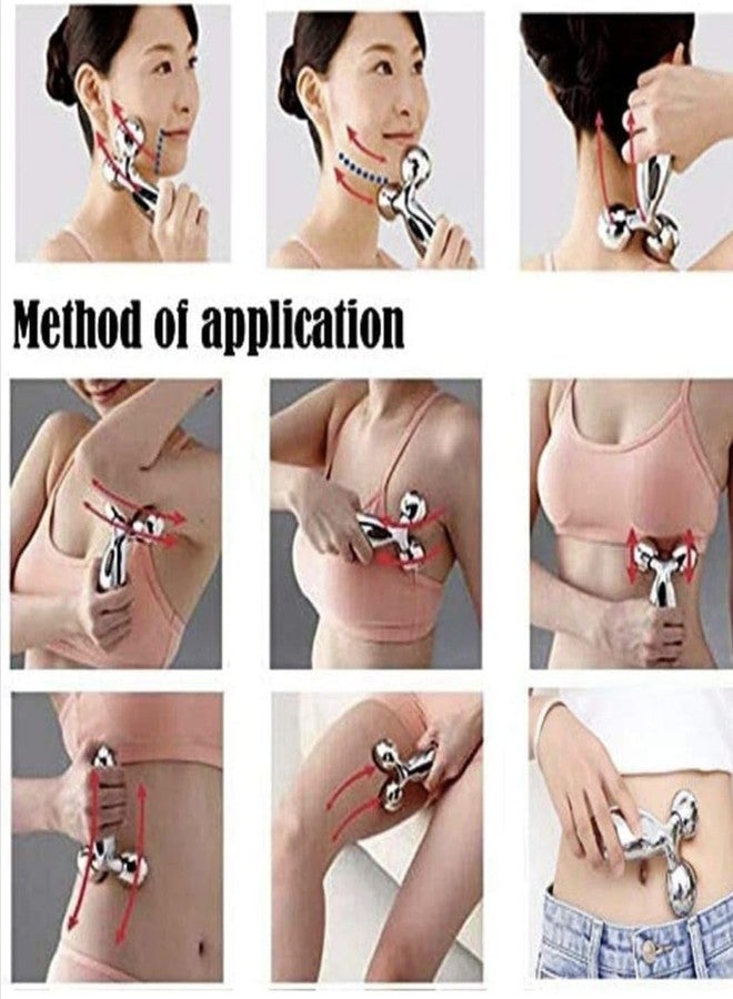 Balisayo 3D Massager Manual Roller (Silver) 360 Rotate Face Full Body Shape for Skin Lifting Wrinkle Remover Facial Massage, 15.5 x 9.5 x 5.3CM - Image 3