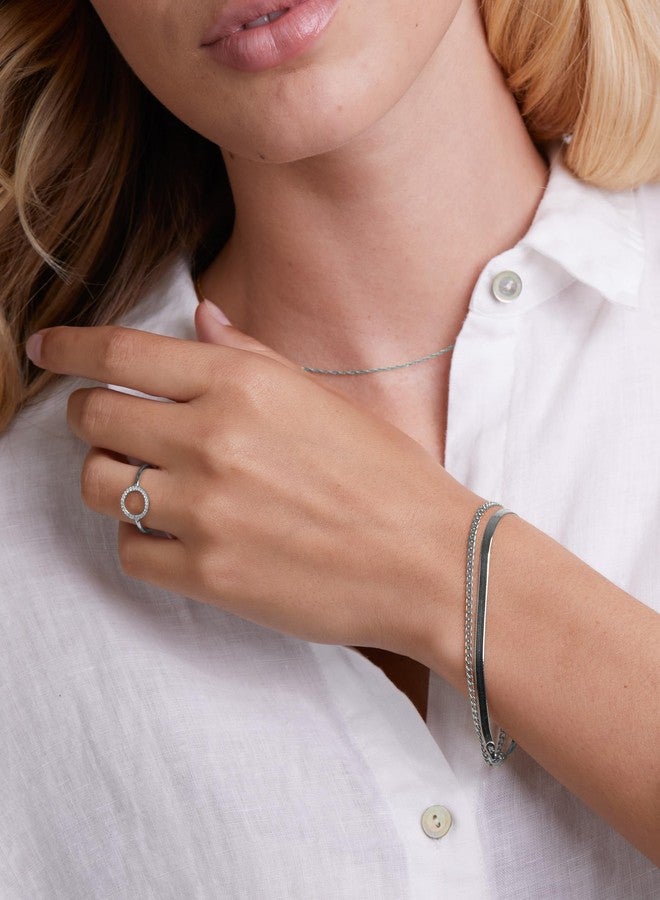 Milla Dainty Rings For Women - Gold Stacking Rings or Silver Stackable Rings - Open Circle Rings & Chain Rings for Women (Open Circle - Sterling Silver, Size 9) - Image 2