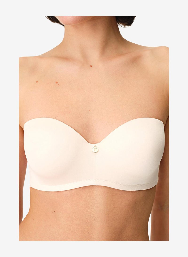 Penti Women Lotus Essentials Cream/Pink Strapless Wired Bra - Image 3