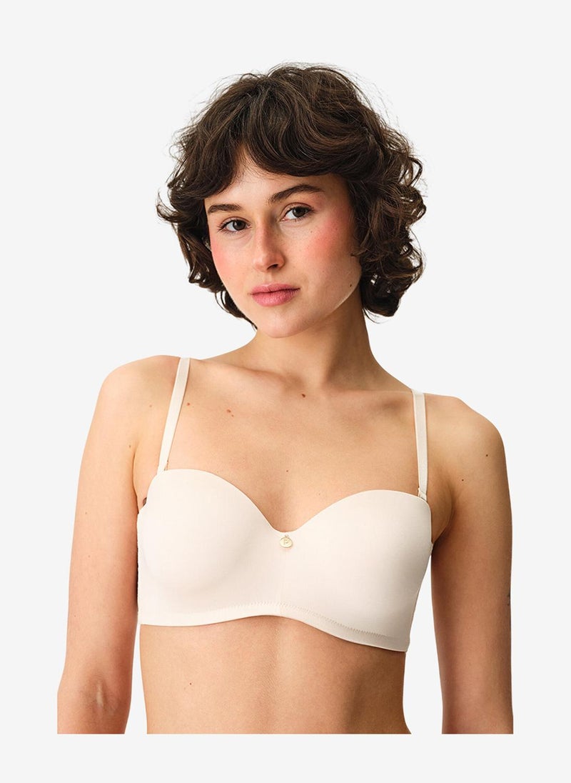 Penti Women Lotus Essentials Cream/Pink Strapless Wired Bra - Image 1
