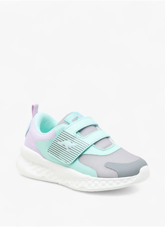 kangaROOS Girls' Colourblock Sports Shoes with Hook and Loop Closure