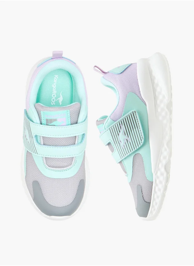 kangaROOS Girls' Colourblock Sports Shoes with Hook and Loop Closure