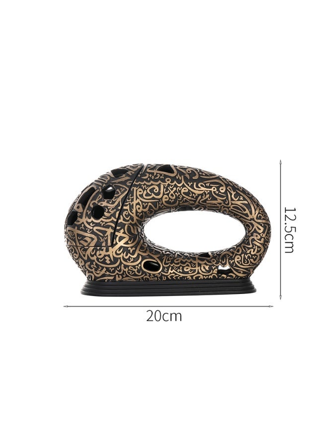 Modern Museum of the Future Style Resin Bakhoor Burner - Luxury Golden Openwork Calligraphy Mabkhara for Home Decor, Dubai Inspired Gift, Ramadan and Eid Celebrations - Image 4