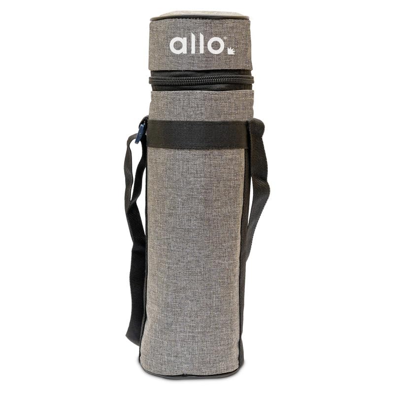 Allo Polyester Thermal Insulated Water Bottle Cover 750ml, 1L to 1.5 Litre - Waterproof Modern Carrier Bag with Adjustable Shoulder Strap & Zipper for Travel, Hiking, Office & School Kids, Canvas Grey - Image 1