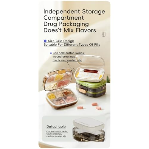 SKYTONE Pill Medicine Organizer Storage Box with 11 Compartments - Moisture Proof, Made of Food Grade Cereal Fiber, BPA free Storage Box, Ideal for Travel (Small) - Image 4
