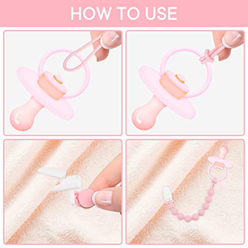 MINMUNJIU Baby Girl Newborn Essentials, 4 Pack Silicone Pacifier Clips for Girls, One Piece Flexible Soft Binky Clips Baby Stuff and Gifts for Girls - Image 2