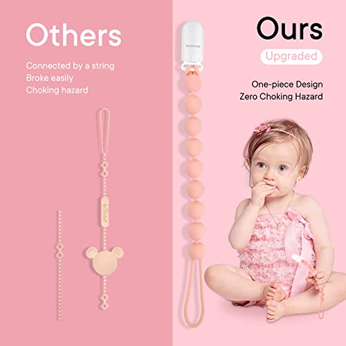 MINMUNJIU Baby Girl Newborn Essentials, 4 Pack Silicone Pacifier Clips for Girls, One Piece Flexible Soft Binky Clips Baby Stuff and Gifts for Girls - Image 4