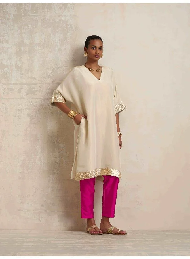 trueBrowns Ivory Tissue Kurta Co-ord Set