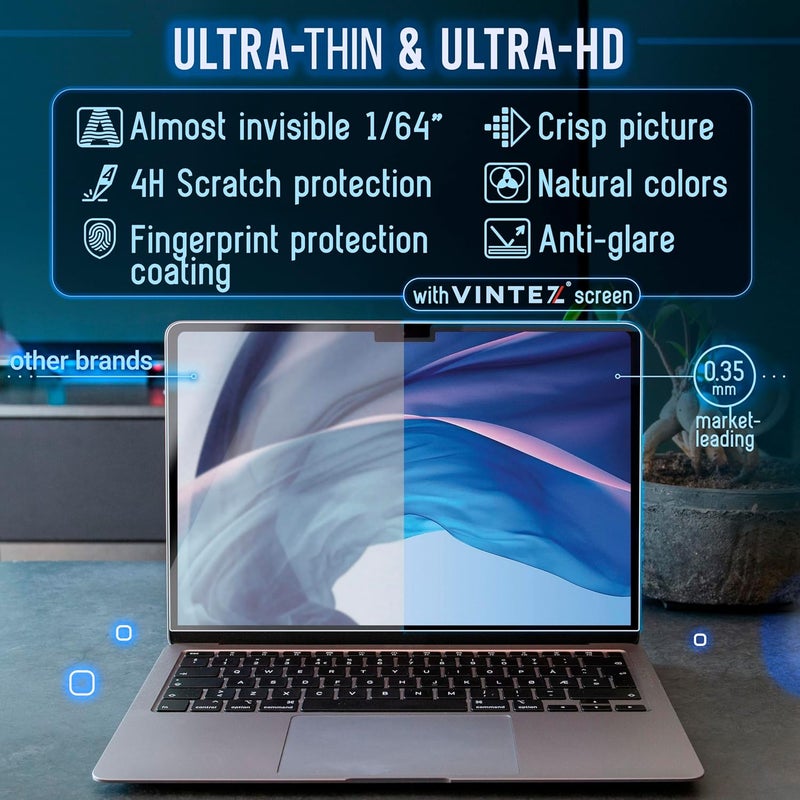 فينتيز واقي شاشة مغناطيسي VINTEZ للضوء الأزرق متوافق مع MacBook Air 13.6 بوصة 2022، 2023، M2، M3 - مضاد للتوهج ومضاد للضوء الأزرق لشاشة الكمبيوتر المحمول، مرشح حجب الضوء الأزرق - Image 4