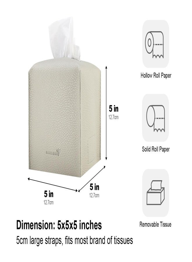 PENGLONG Tissue Box Cover 5X5X5'' PU Leather Tissue Holder Square Tissue Cube Box Organizer for Bathroom Vanity Countertop, Car, Night Stands, Office, Home, Kitchen (1Pack, Lime White) - Image 5