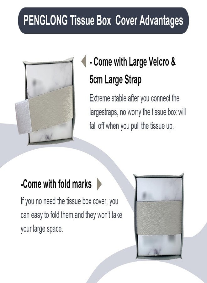 PENGLONG Tissue Box Cover 5X5X5'' PU Leather Tissue Holder Square Tissue Cube Box Organizer for Bathroom Vanity Countertop, Car, Night Stands, Office, Home, Kitchen (1Pack, Lime White) - Image 2