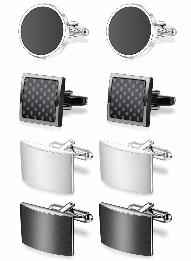 KASTWAVE 4 Pairs Cufflinks for Men Set Unique Cuff Links Mens Business Groom Gifts - Image 1