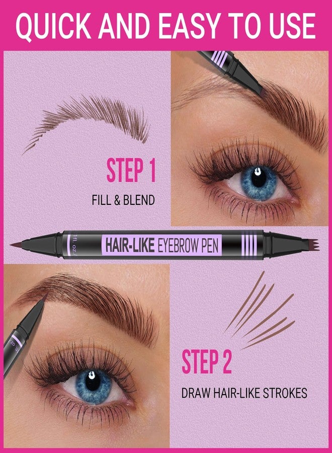 iMethod Eyebrow Pen - Eyebrow Pencil Magic 2-in-1 Eye Brow Pencils for Women with 4-Fork-Tip and Precise Brush-Tip Create Natural Hair-Like Brows, Last All Day, Microblading Eyebrow Pen, Light Brown - Image 5
