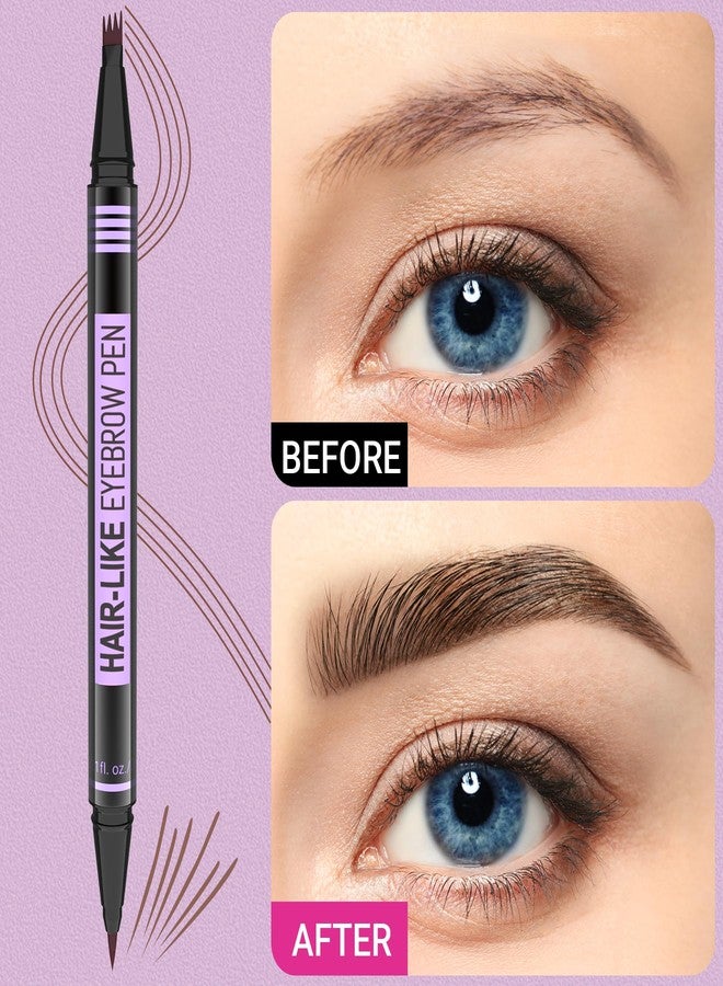 iMethod Eyebrow Pen - Eyebrow Pencil Magic 2-in-1 Eye Brow Pencils for Women with 4-Fork-Tip and Precise Brush-Tip Create Natural Hair-Like Brows, Last All Day, Microblading Eyebrow Pen, Light Brown - Image 2