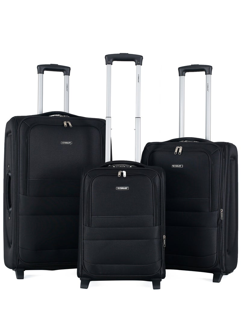 STARLIFE Set of 3 Light Weight Polyester Trolley Luggage 2 Wheels With Number Lock 20,24,28 Inches - Image 1