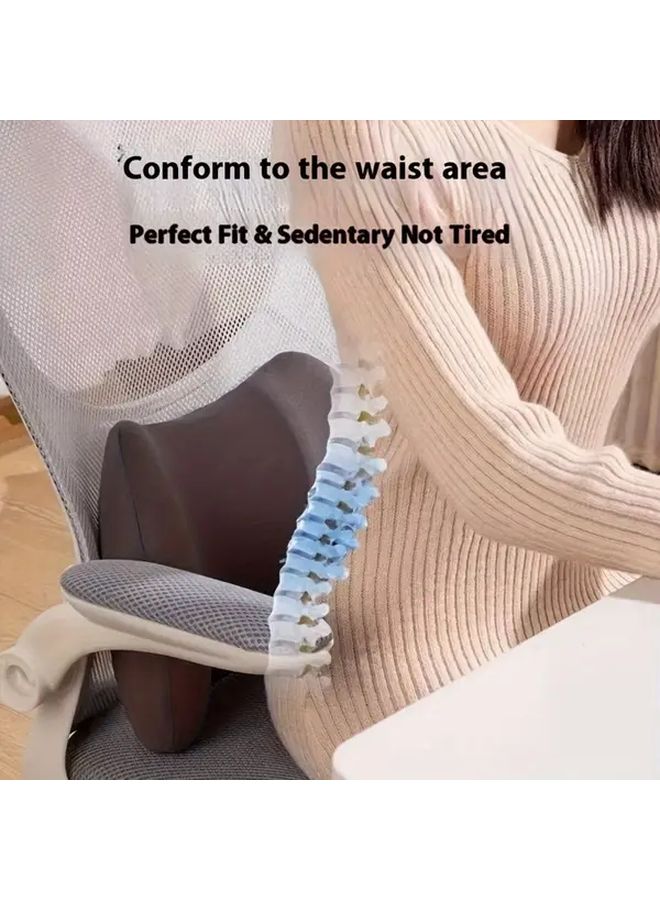Gray Lumbar Support Cushion for Car Office Bed with Back Pain Relief - Image 3