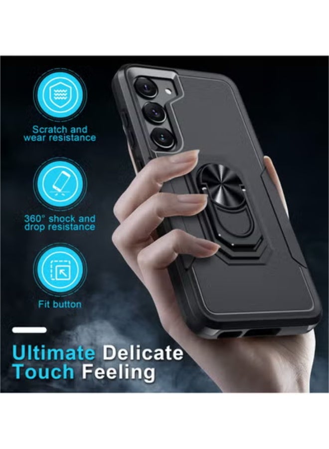SOKAD Samsung Galaxy S23 Plus Case,Heavy Duty Shockproof Full Body Protective Cover Built in Rotatable Metal Ring Holder Kickstand,Black Matte - Image 5