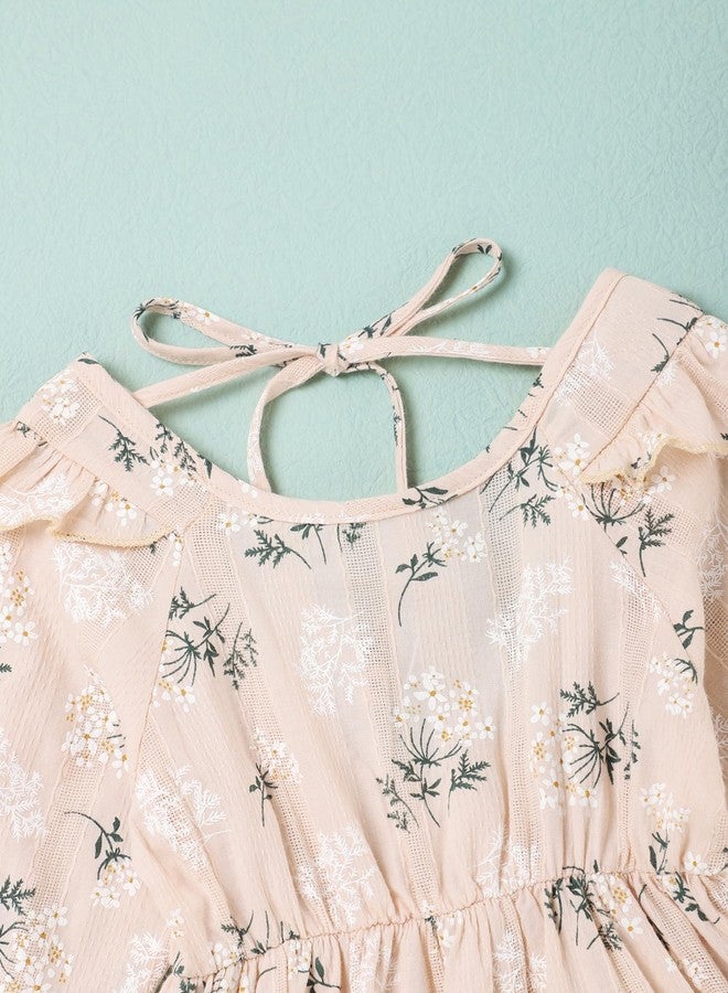 Hipea Toddler Girl Dress Long Sleeve Floral Dress Up Casual Round Neck Back Tie Ruffles Little Girls Fall Dresses 4-5T - Image 3