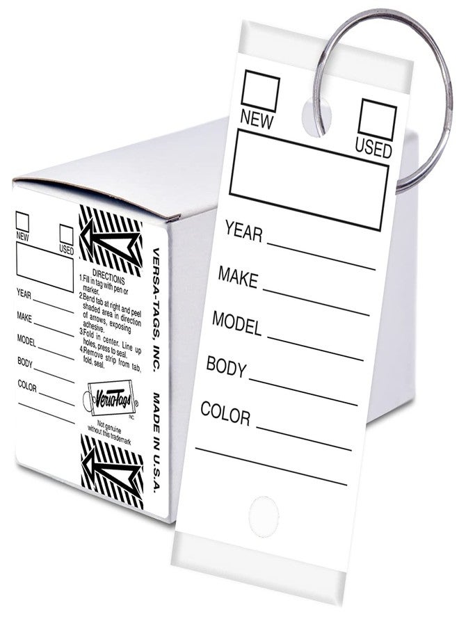 Versa-Tags 250 Per Box, Self-Protecting Paper Key Tags with Chrome-Plated Split Rings Perfect for Car Truck Or RV Dealers White - Image 1