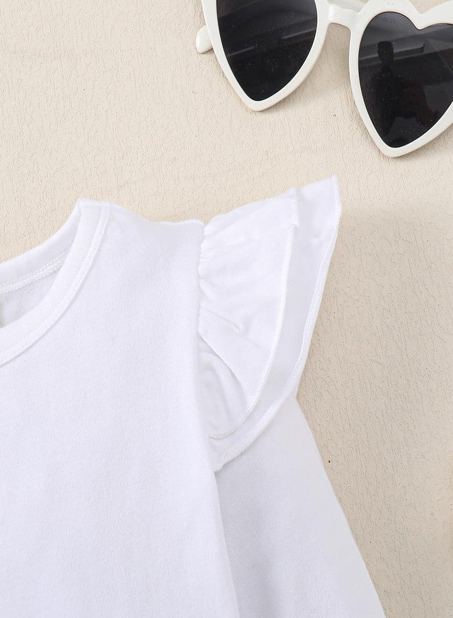 Magic Park 12M-14Y Baby Girl Blouse Toddler Short Long Ruffle T-Shirts Kids Girl Solid Color Tee Casual Tops for Girls (0032C_White, 4-5 Years) - Image 3