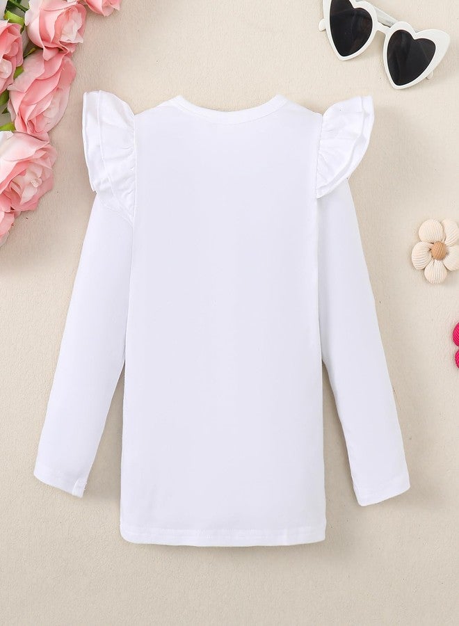 Magic Park 12M-14Y Baby Girl Blouse Toddler Short Long Ruffle T-Shirts Kids Girl Solid Color Tee Casual Tops for Girls (0032C_White, 4-5 Years) - Image 2
