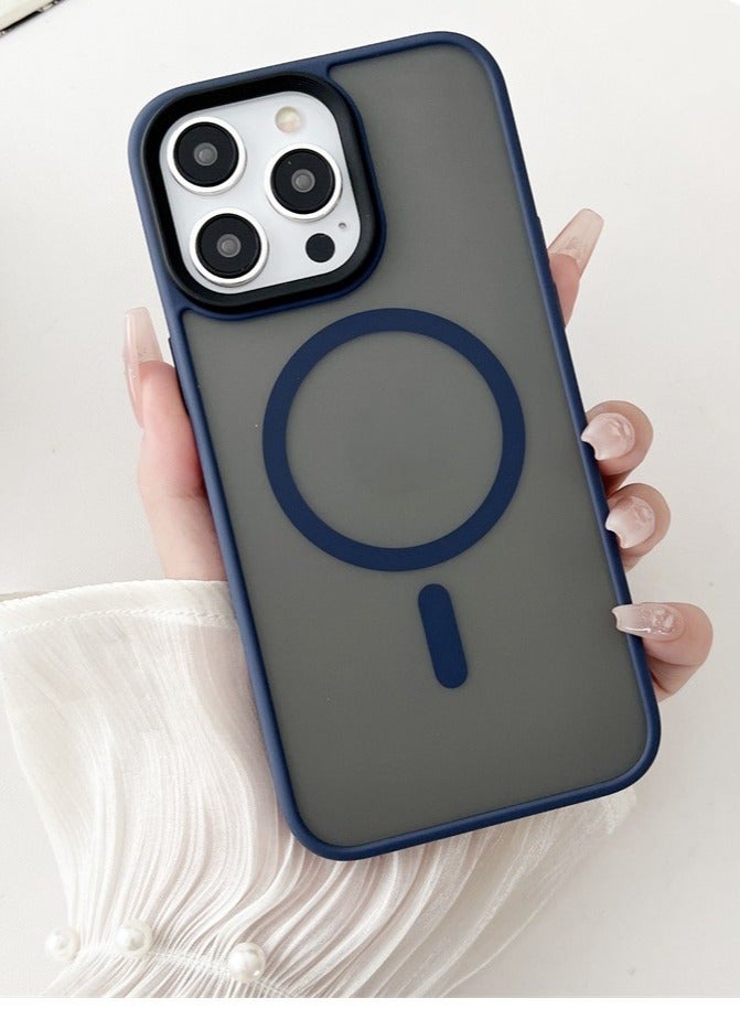 تي دبليو إي جي جي أو أن حافظة آيفون 15 برو، غطاء خلفي واقٍ غير لامع مع حافظة ماجسيف لهاتف آيفون 15 برو أزرق 6.1 بوصة