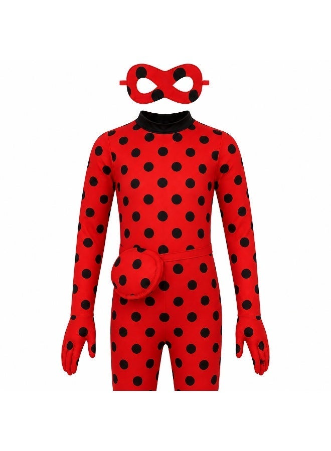 Kids Premium Ladybug Superhero Costume - Full Jumpsuit & Mask Set. - Image 3