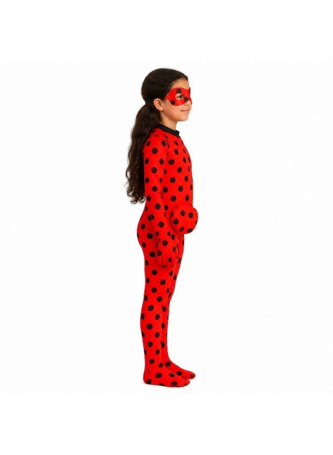 Kids Premium Ladybug Superhero Costume - Full Jumpsuit & Mask Set. - Image 4